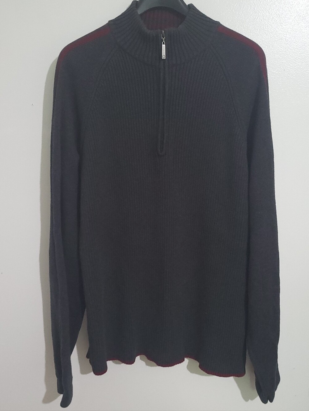 Britches Charcoal Gray 1/4 Zip Pullover Rib Knit Sweater Size 2XL Tall